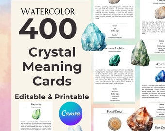 400 carte di cristallo Acquerello completamente modificabili in Canva: download digitale
