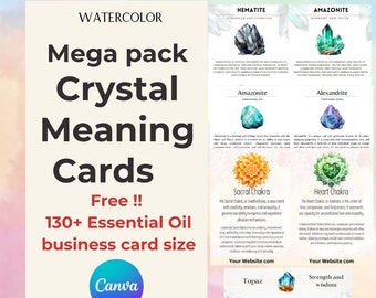 Mega Pack Crystal Cards Acquerello completamente modificabile in Canva: download digitale