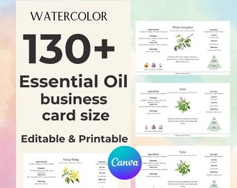 Oltre 130 biglietti da visita con oli essenziali in formato acquerello completamente modificabili in Canva: download digitale