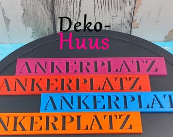 Acryl Klötzchen farbig mit ANKERPLATZ gelasert, Klötzchen aus Acryl Schrift und Farbauswahl