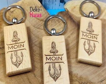 Schlüsselanhänger mit MOIN und Anker, maritimer Schlüsselanhänger