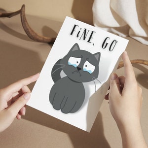 Carte d'adieu, carte d'adieu, collègue partant pour un nouveau travail, carte drôle, carte de déménagement, carte de départ, jolie carte de retraite, chat qui pleure en partant