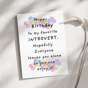Carte d'anniversaire drôle, carte d'ami introverti, cartes bestie introverties, carte d'anniversaire introvertie drôle, carte d'anniversaire introvertie, carte introvertie