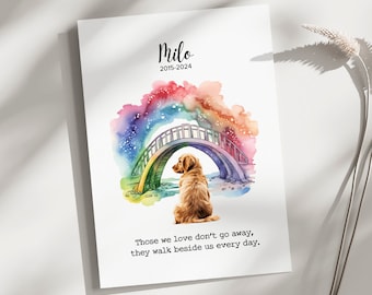 Personalized pet loss sympathy card, pet death, pet memorial card, dog loss card, cat loss card, rainbow bridge, do cat sympathy card,