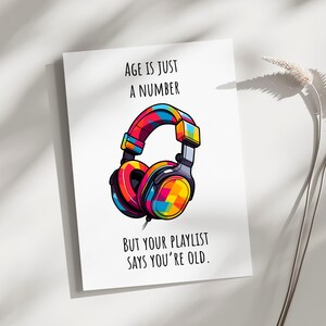 Carte d'anniversaire amusante, carte d'anniversaire avec casque audio, votre liste de lecture, carte d'anniversaire de votre vieillesse, carte d'anniversaire de mélomane, pour ami, fils, frère