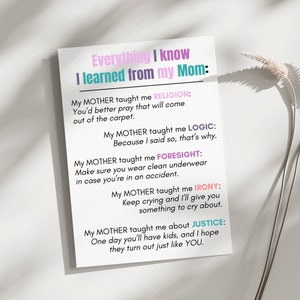 Birthday card for Mom, Funny Mother's day Card, funny Mothers day card, mothers day card from daughter card for mom birthday Parenting card