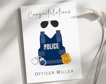 Personalized Police officer card, Police graduation card, Police new hire card, Police officer card, Police promotion card, Custom card