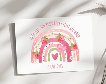 Personalized Berry First Birthday Card: Daughter, Niece, Granddaughter