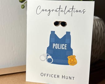 Personalized Police officer card, Police graduation card, Police new hire card, Police officer card, Police promotion card, Custom card
