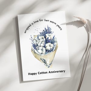 Deuxième anniversaire de mariage, anniversaire du coton, 2e anniversaire, fleurs de coton, anniversaire pour femme mari, coton 2e anniversaire