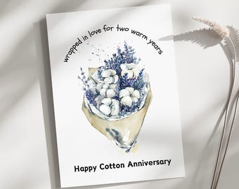 Second Wedding anniversary, Cotton Anniversary, 2nd anniversary, cotton flowers, anniversary for wife husband, cotton 2nd anniversary