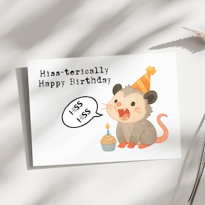 Funny birthday card, birthday card pun, Opossum birthday card, Possum birthday card, baby Opossum, possum birthday card, fairy possum card