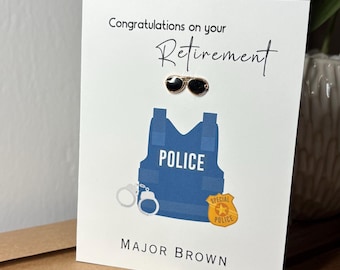 Personalized Police Retirement card, Police Retirement card, Police retirement congratulation card, Police officer card, Police custom card