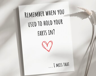 Anniversary Card, Valentines day card, funny anniversary, funny birthday card for him, her, naughty card funny thank you card, farts in card