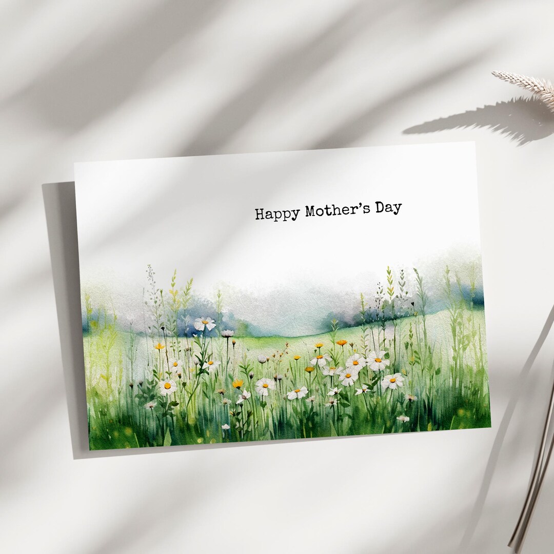 Flower Mother's Day Card, Green Meadow Mothers Day, Wildflowers Mothers ...
