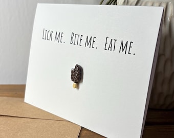 Funny anniversary husband boyfriend, Valentines day card Dirty anniversary card, raunchy birthday card for husband, him, ice cream card