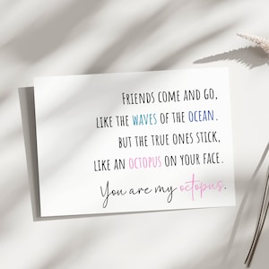 Carte de meilleur ami, juste parce que carte, anniversaire de meilleure amie, carte de remerciement d'anniversaire de pieuvre, carte pour le meilleur ami, merci d'être ma personne