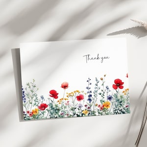 Carte de remerciement florale, carte de remerciement florale, fleurs sauvages de remerciement, carte de remerciement florale, carte de remerciement, meilleur ami, fleur de remerciement