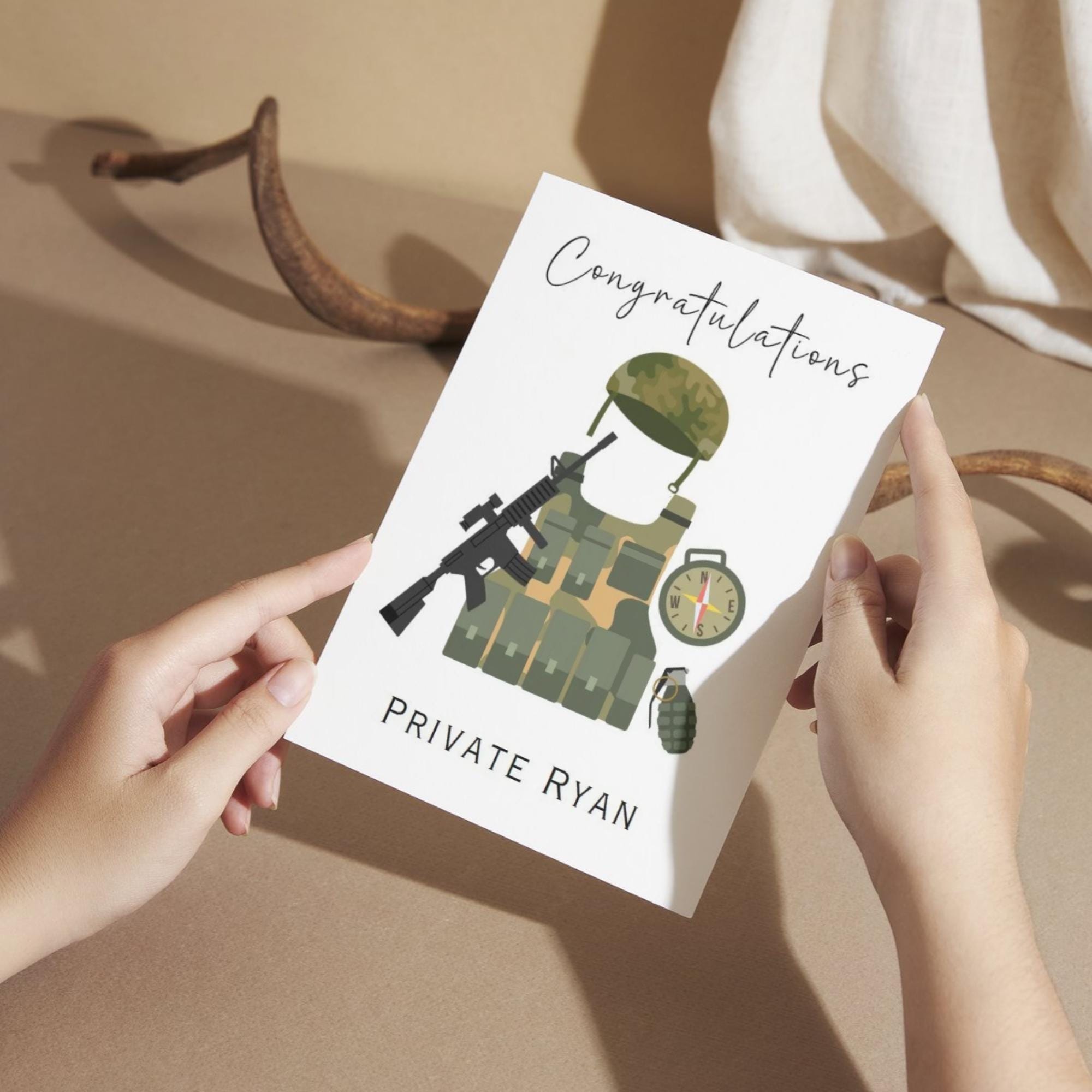 Personalized Army Graduation Card, Military Congratulation Card, Army ...