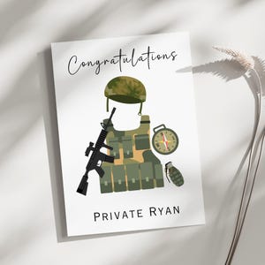 Carte personnalisée de remise des diplômes de l'armée, carte de félicitations militaire, carte de promotion de l'armée, carte de remise de la parade carte de l'armée, peloton, réserviste