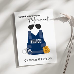 Carte personnalisée de retraité de la police, carte de retraité de la police, carte de félicitations de retraité de la police, carte d'officier de police, carte personnalisée de police