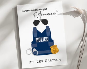 Personalized Police Retirement card, Police Retirement card, Police retirement congratulation card, Police officer card, Police custom card