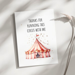 Carte drôle de fête des pères pour mari, carte d'anniversaire drôle pour mari, femme, coparentalité, élever des enfants mari, femme, dirigeant d'un cirque