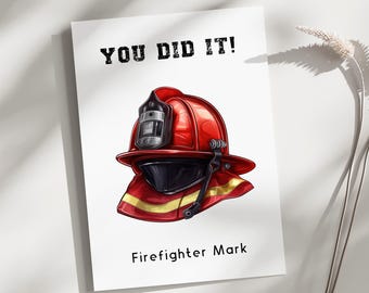 Personalized Firefighter card, Firefighter academy graduation, Firefighter new hire, Firefighter card, new firefighter, fireman graduation