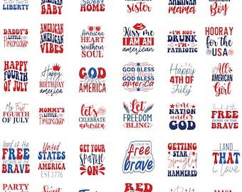 Patriottische SVG-bundel 4 juli Quotes PNG Amerika VS Independence Day Cricut sublimatie retro shirtontwerpen, digitale download