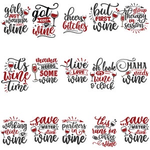 lot de svg de vin, clipart vin, svg de verre à vin, svg énonciations de vin, svg citation de vin, énonciations drôles de vin, citations drôles de vin, svg d'alcool