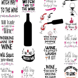 lot de svg de vin, clipart vin, svg de verre à vin, svg énonciations de vin, svg citation de vin, énonciations drôles de vin, citations drôles de vin, svg d'alcool