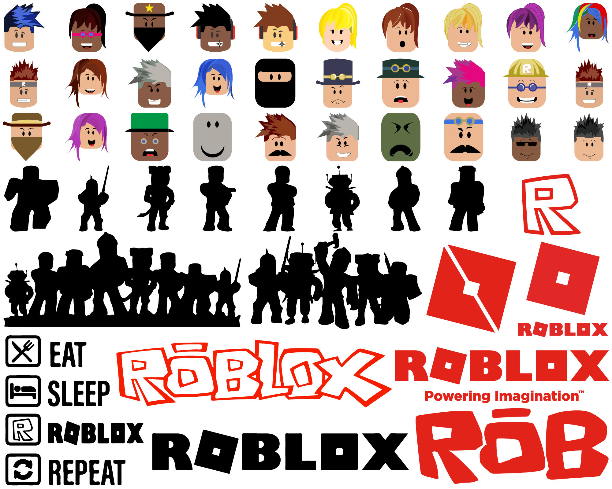 Roblox Svg Character Bundle Set Roblox Emoji Svg (Instant Download