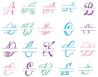 geteiltes Monogramm svg, ausgefallene Monogrammschrift, Monogramm Alphabet, Fancy Letters SVG, Monogramm SVG, geteilter Namensrahmen SVG, geteilter Monogrammrahmen