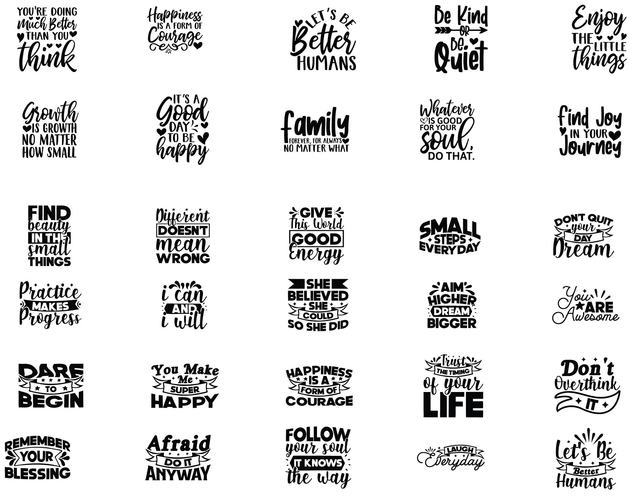 Positive Quotes SVG Bundle Motivational Quotes SVG - Etsy