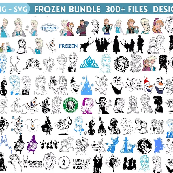 Frozen svg, Frozen silhouette, Frozen Clipart, Frozen cut file, Frozen bundle, Frozen characters, Princess svg, Anna svg, Olaf svg ,Elsa svg