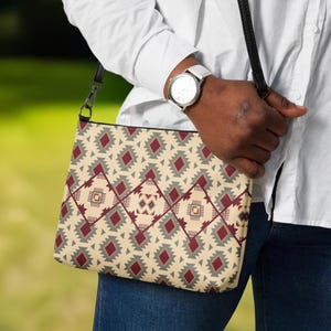 Carmine Puissance Damen Tribal Crossbody Schulter Geldbörse, Elegante Vegan Leder Wristlet Wallet Abendtasche für Arbeit & besondere Anlässe