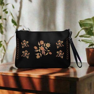 lithe Petals Caliche Damen Crossbody Schulter Geldbörse, Elegante Vegan Leder Armband Geldbörse Abendtasche für das Leben Arbeit & besondere Anlässe