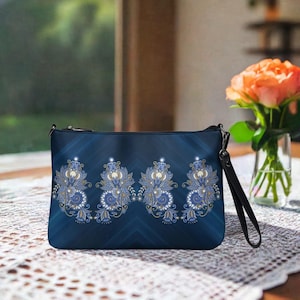 Midnight Makara Damen Paisley Crossbody Schulter Geldbörse, Elegante Vegan Leder Armband Abendtasche für das Leben Reisen Arbeit & besondere Anlässe