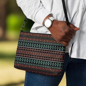 Cadmium Ikat Damen Tribal Crossbody Schulter Geldbörse, Elegante Vegan Leder Armband Geldbörse Abendtasche für das Leben Arbeit & besondere Anlässe