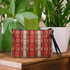 Terracotta Caliche Sac à main bandoulière tribal pour femme, élégant sac de soirée avec bracelet en cuir végétalien pour la vie, travail et occasions spéciales