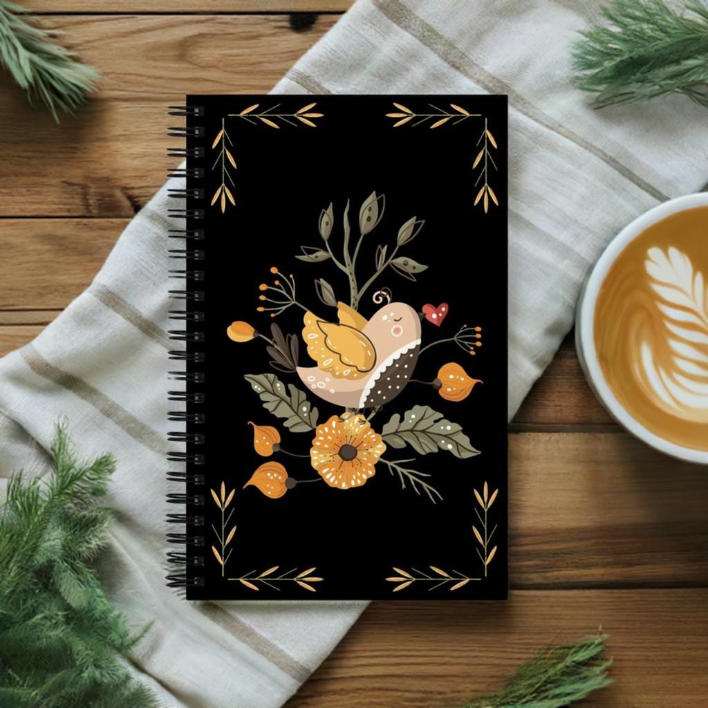 Duskwood Ink Journal, Folk Art Notebook, Dotted Page Spiral Journal, Mindfulness Gift, Simple Journal, Gifts, Self Care Notebooks
