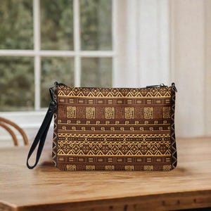 Kalahari Sands, Damen Tribal Crossbody Schulter Geldbörse, Elegante Vegan Leder Armband Abendtasche für das Leben Reisen Arbeit & besondere Anlässe