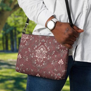 Persische Rose Grace Damen Elegante Crossbody Schulter Geldbörse, Elegante Vegan Leder Armband Brieftasche Abendtasche Für Arbeit Besondere Anlässe