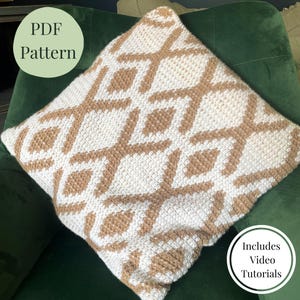 CROCHET Mocha Cushion Cover | Crochet Pattern | Cushion | Pillow | Beginner | EASY Video Tutorial | Double Crochet | Tapestry | PDF Pattern