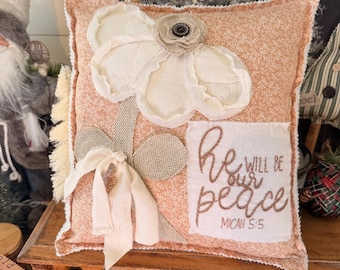 hand embroidered shabby chic pillow
