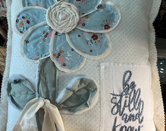 hand embroidered shabby chic pillow