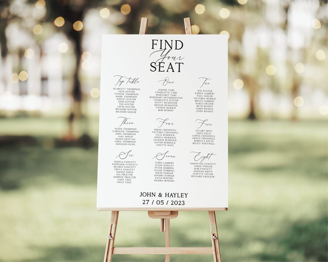 Large A1 Table Plan / Minimal Table Plan / Elegant Table Plan ...