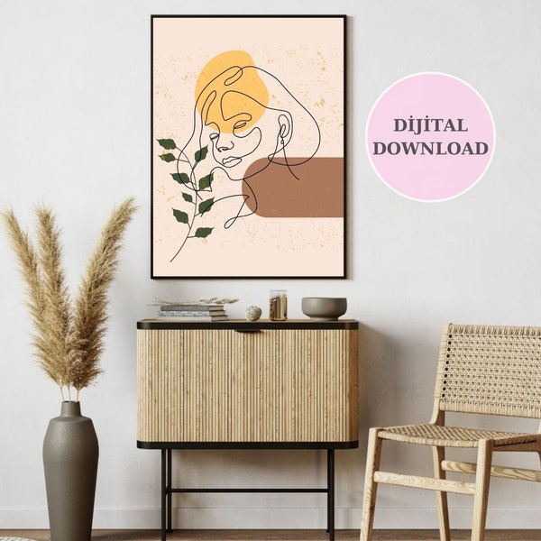 Abstract Women Silhouette ,Boho Women Canvas, Minimal Women Art Print, Modern Gallery Wall Art