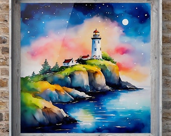 The Lighthouses  - 3 x ai art digital print / download