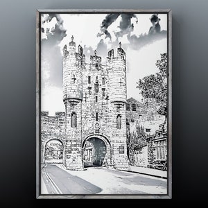 Micklegate and the Shambles, York, ai sketch - 3 x ai art digital print / download
